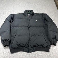 Vintage Polo Ralph Lauren Jacket Mens Large Black Down Puffer Bomber Full Zip