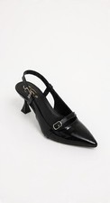Women's Pointed Toe Pumps Slingback Heels Patent Leather Block Kitten Heel Court