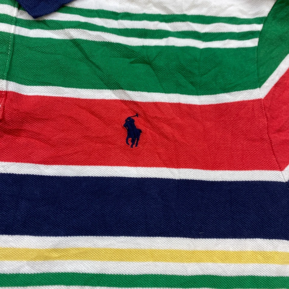 Vintage Ralph Lauren Polo Shirt 2XL XXL Blue Red Green Rugby Colorblock Men 90s - Image 2 of 4