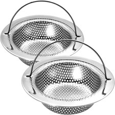 2 Pack Kitchen Sink Drain Strainer with Handle, Universal Stainless Steel Food C