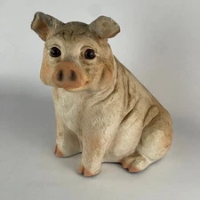 Large Seated Pig Decor Resin 10 1/4”; Made in USA