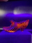 Fenton AMBERINA Cadmium Glow Drapery Cat Head Slipper Shoe Figurine