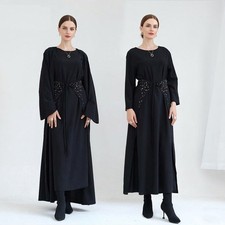 Muslim Women Long Dress Maxi Robe Turkey Abaya Dubai Kaftan Elegant Evening Gown