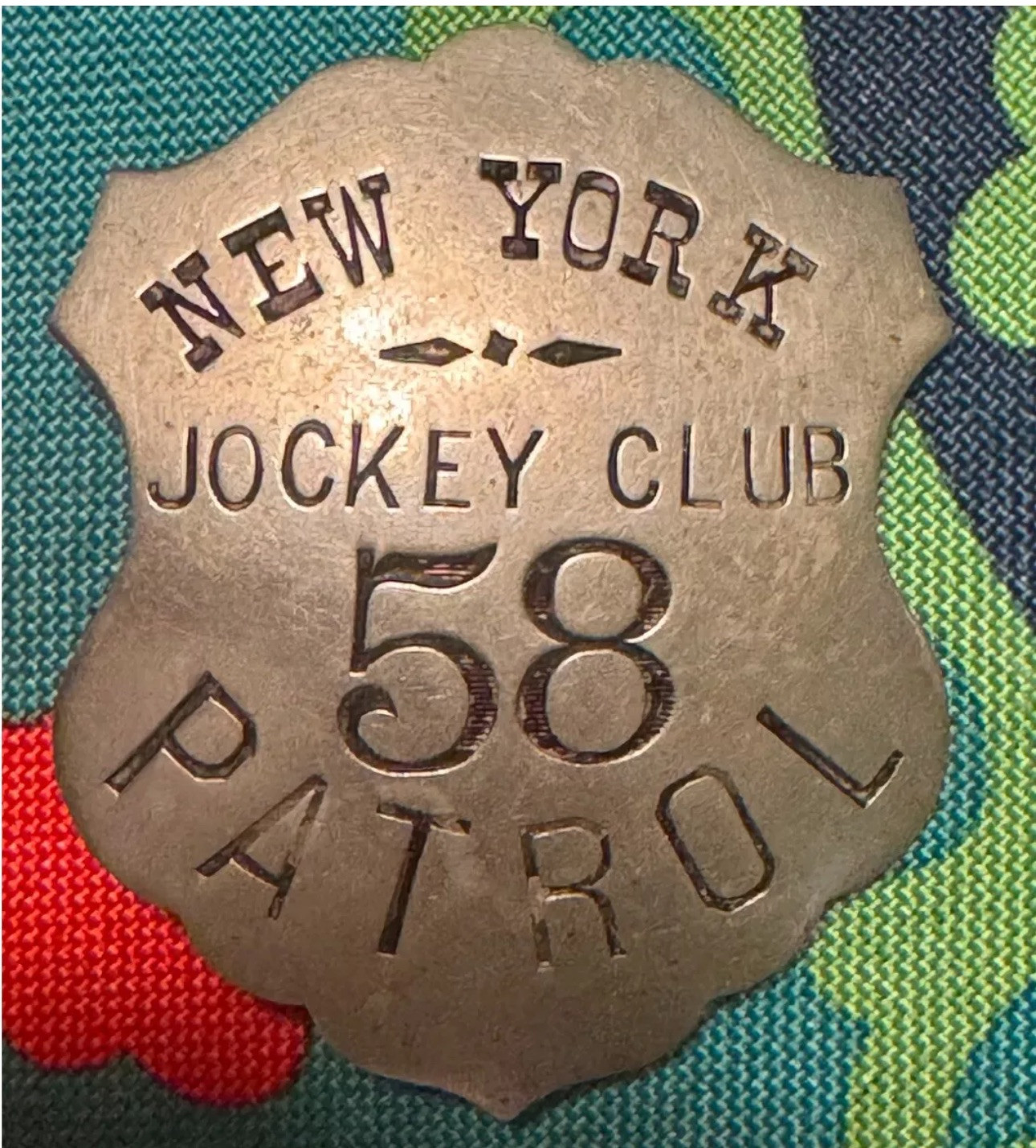 Antique New York Jockey Club Patrol Badge 58 Stafford Hallmark 19th Century