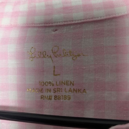 Lilly Pulitzer Top Pink Plaid Button Front Sz L - Picture 2 of 6