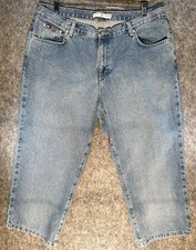 Tommy Hilfiger Cotton Capri Cropped Medium Wash Blue Denim Women's Size 16