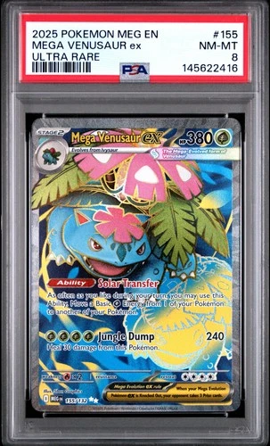 2025 POKEMON MEG EN-MEGA EVOLUTION ULTRA RARE #155 MEGA VENUSAUR EX PSA 8