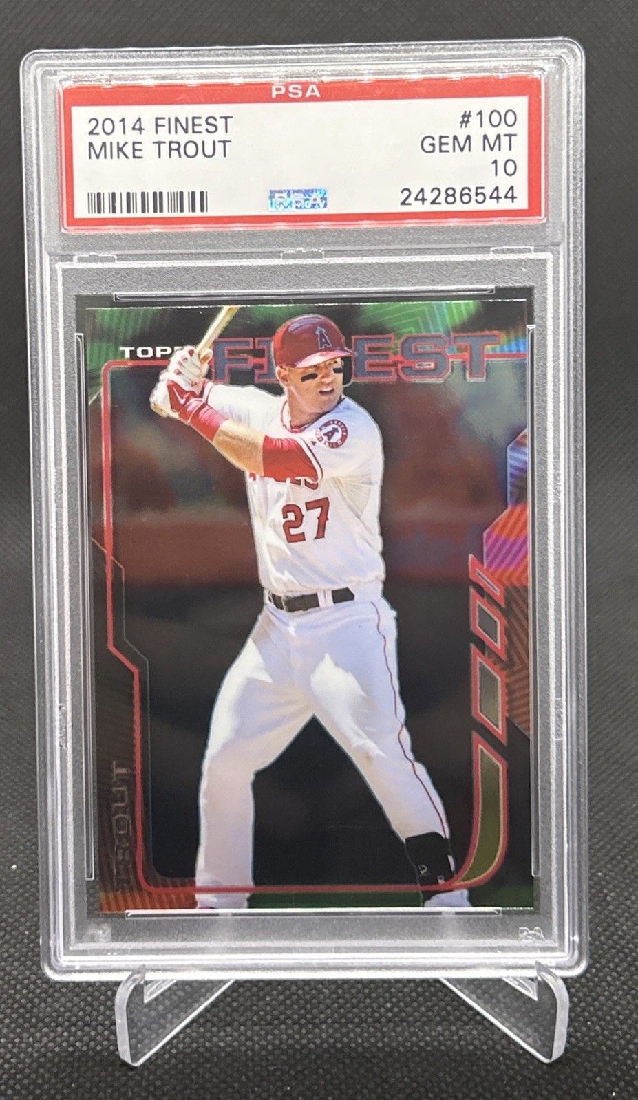 2014 Topps Finest #100 Mike Trout PSA 10 GEM MINT Los Angeles Angels