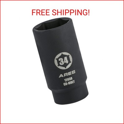 ARES 12038-34MM Axle Nut Socket - 6 Point Socket - Extra Deep 1/2-Inch Drive Imp