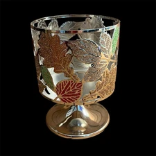 Bath & Body Works Fall Leaves Glitter Sparkle Pedestal 3 Wick Candle Holder 6"