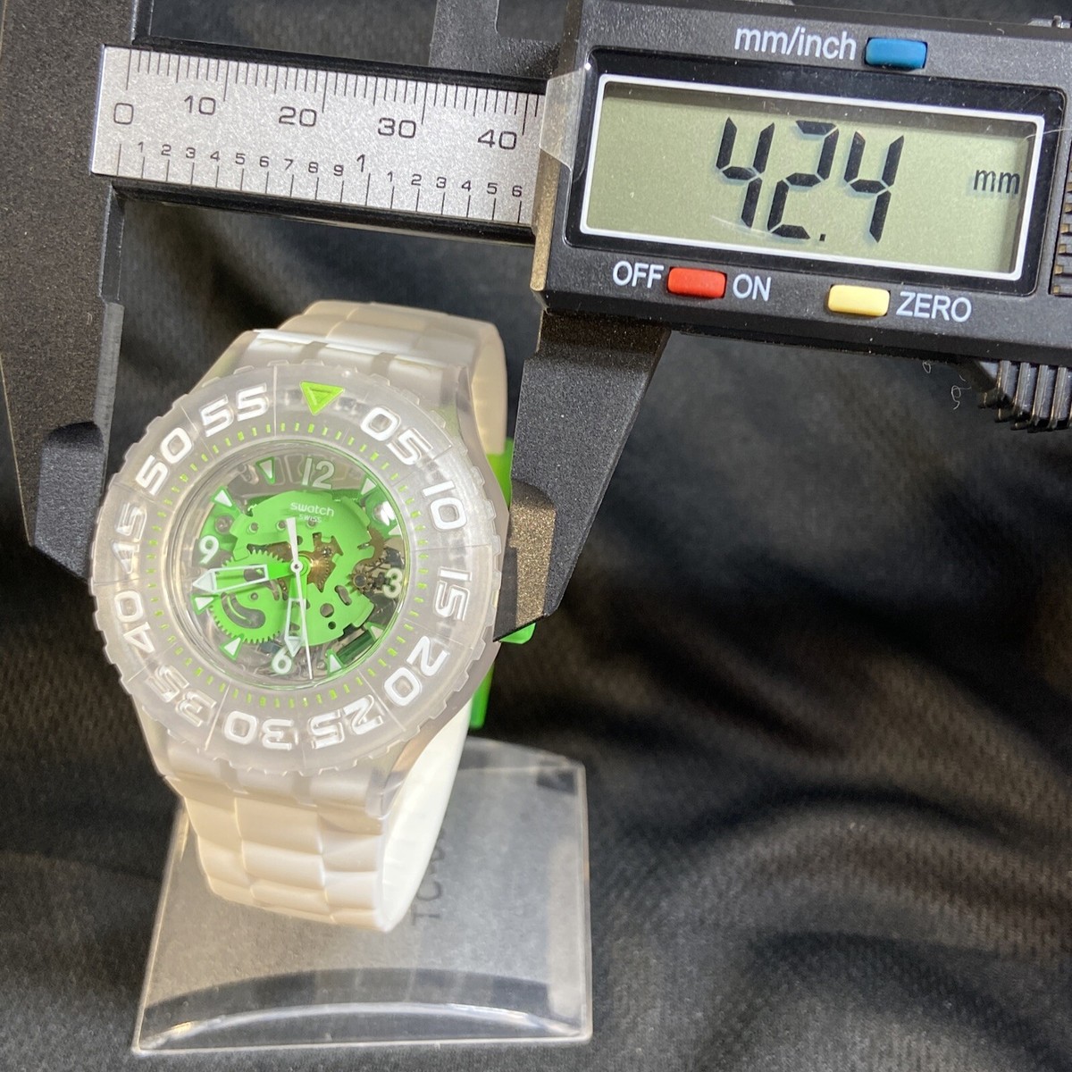 SWATCH SWISS MADE SEE THROUGH 42mm Clear Green Rotating