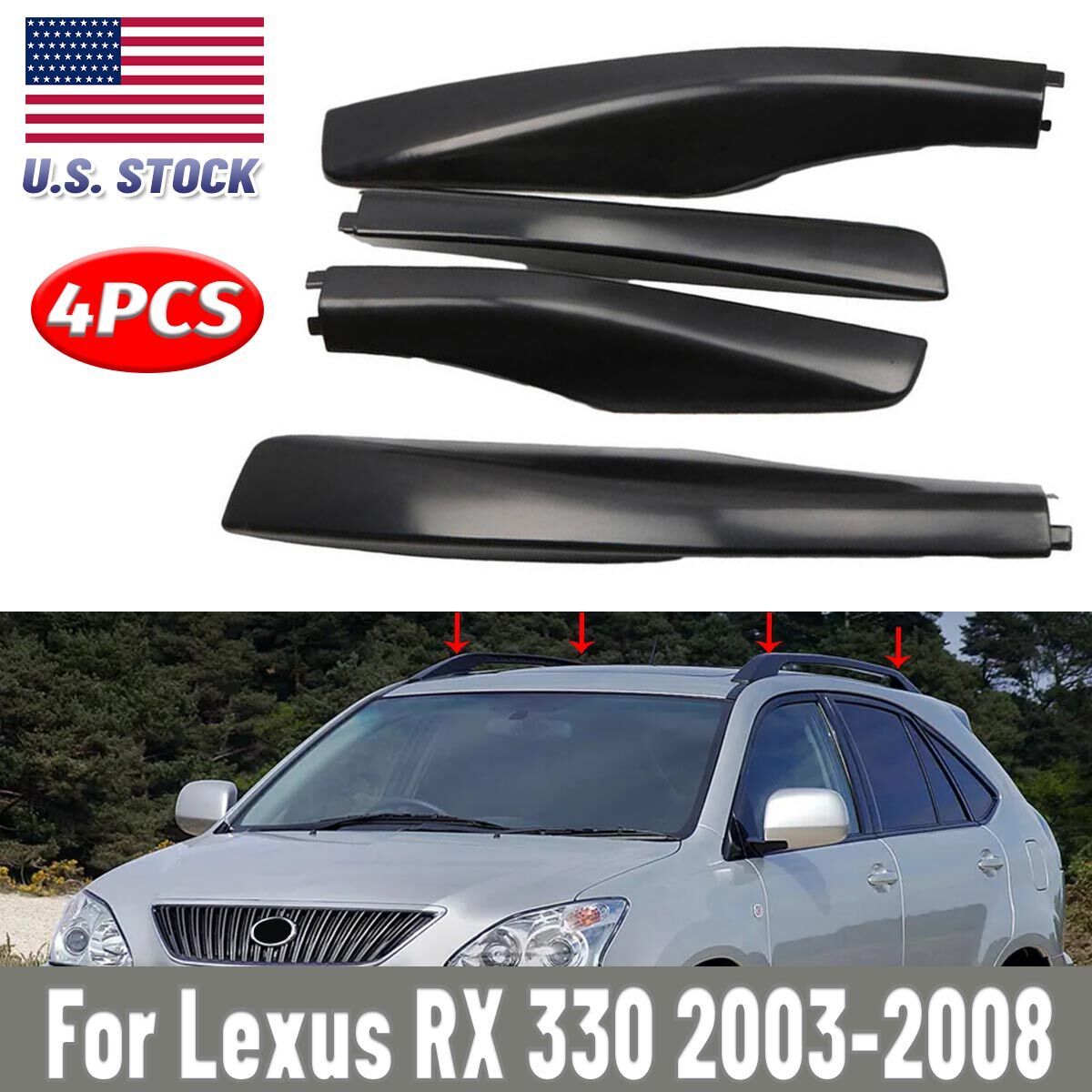 4X Roof Rack Rail End Cover Caps For Lexus RX300 RX330 RX350
