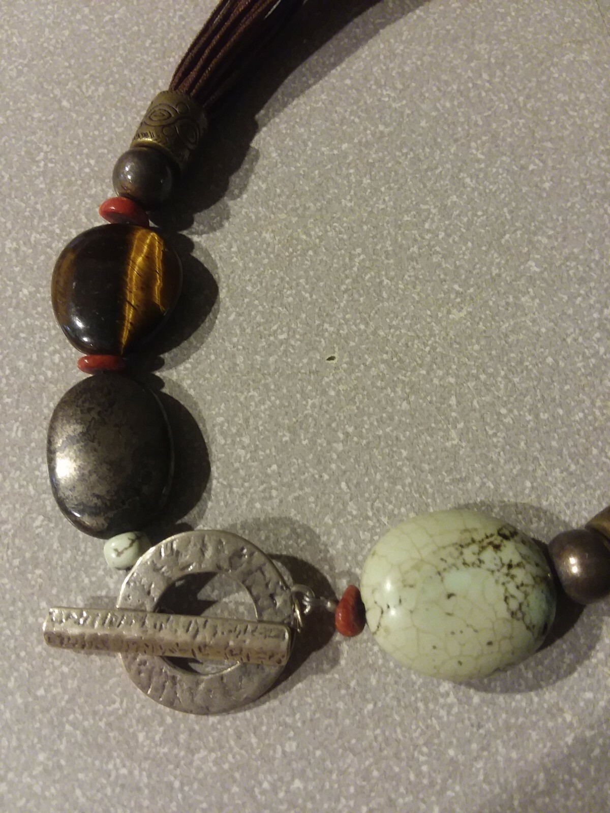 Silpada Sterling Silver Multi Strand Cord Gemstone Toggle Clasp