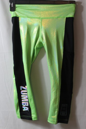 Zumba Shine Bright Crop Leggings (Get in Lime) Green -size XS (B239) - Picture 4 of 5