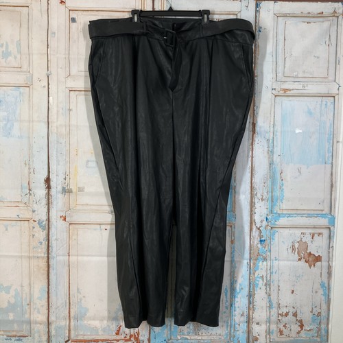 Nina Parker Damen Kunstleder Gürtel formell weites Bein Hose Übergröße 26 W schwarz