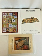 Lot of 3 Quilt Sewing Pattern Projects Table Runner Autumn Log Cabin