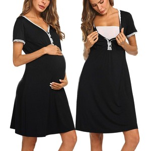 Summer Cotton Maternity Nursing Nightdress Sweet Breastfeeding Nightgown for Pregnant Women 