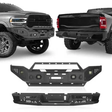 Steel Front Bumper Rear Bumper w/ LED Spotlights Fit Dodge Ram 2500 3500 19-23