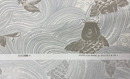 KRAVET JEFFREY ALAN MARKS UPSTREAM MIST BLUE FISH DESIGNER FABRIC 1.3 YARD 54"W - Picture 3 of 6