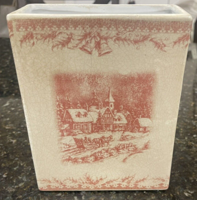 Christmas Squared Ceramic Planter, UGC, 7 L, 6 W