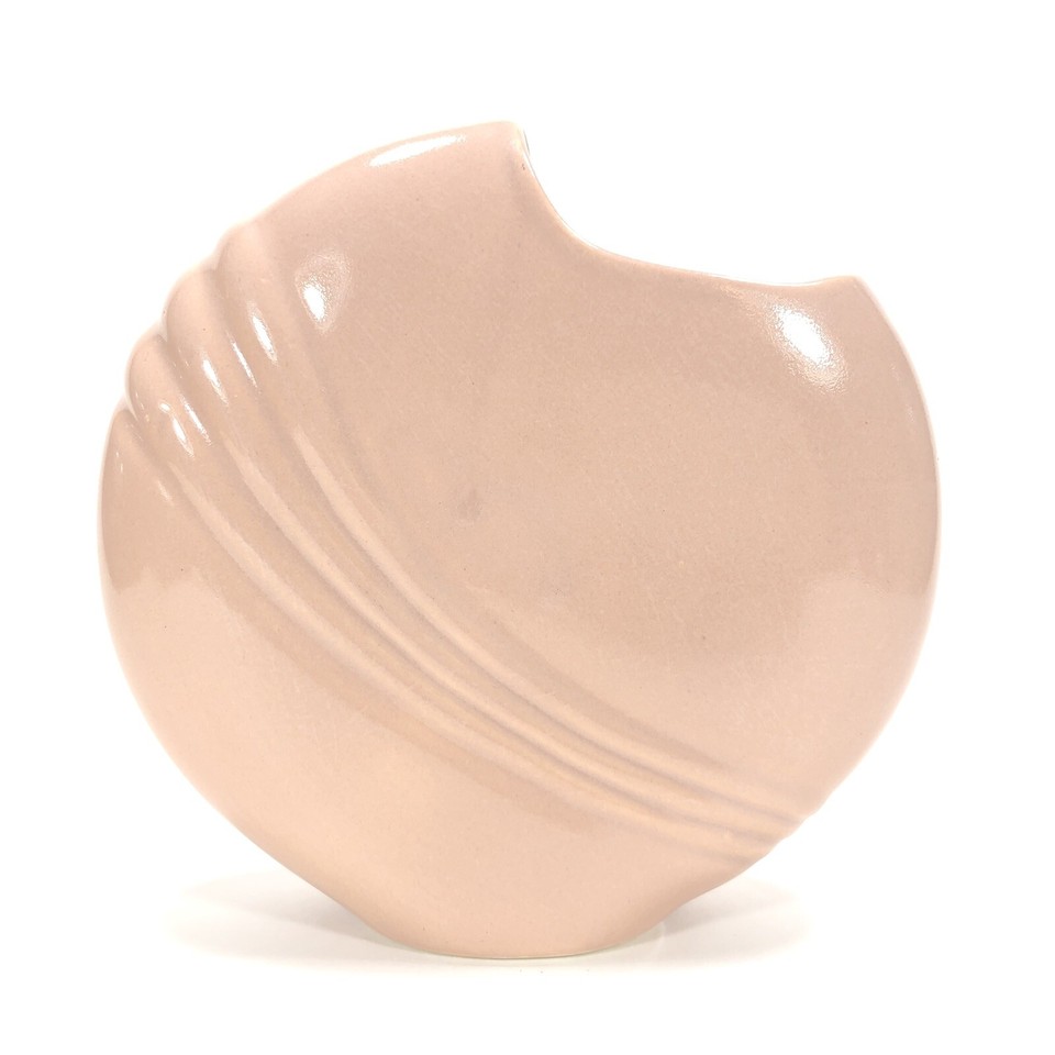 Art Deco San Miguel Coral Pink Vase Narrow Round Draped 6" Ceramic Tilt