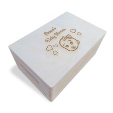 Wooden Engraved Personalised Baby Birthday/baby Shower Box,Unpainted for Girl 4 