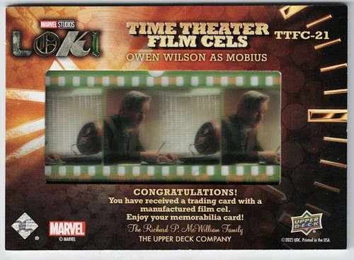 2023 Upper Deck LOKI Time Theater Film Cels TTFC-21 Owen Wilson as Mobius Relic - Picture 2 of 2