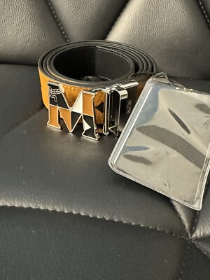 Buckle Leather Mcm Claus MCM Men's Claus Monogram Reversible Belt