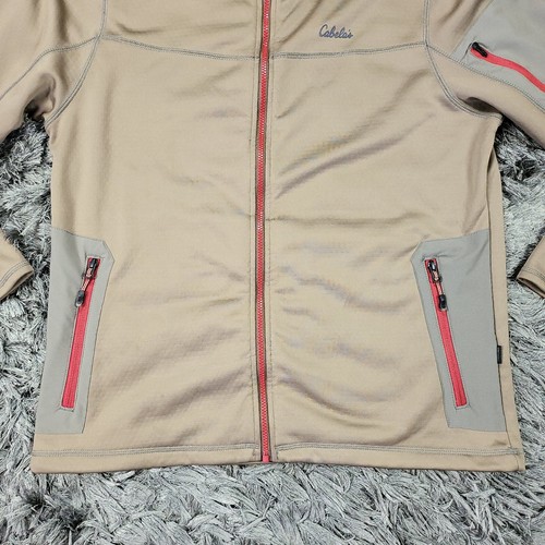 Cabela's Jacket Mens Large Brown Logo Outdoor Mock Neck Long Sleeve Zip Pocket - Picture 15 of 21