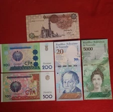 MIXED LOT 5 DIFFERENT WORLD PAPER MONEY BANKNOTES CURRENCY FOREIGN  UNC