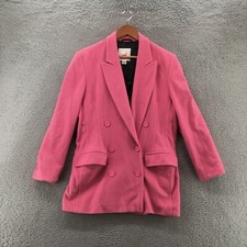 Mondi Peacoat Blazer Jacket Womens 38 Pink Wool Notch Lapel Formal Long Sleeve