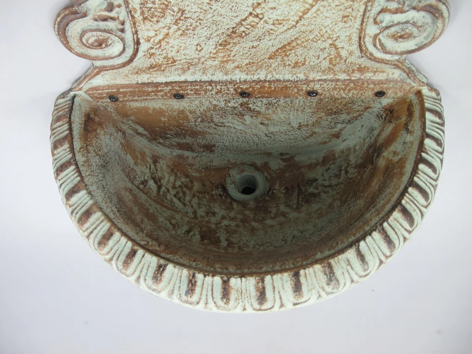 Waschbecken Wandbrunnen Gusseisen Ausgußbecken rustikal Antik Stil grün H. 75cm - Bild 4 von 4