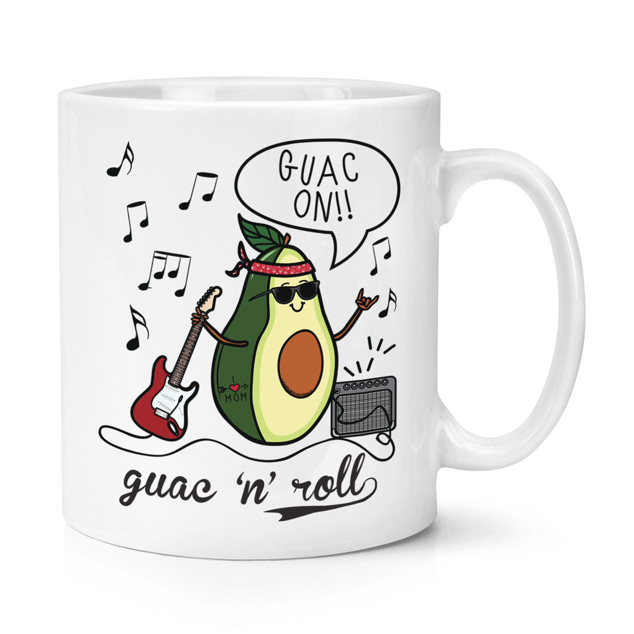 Guac n Roll Avocado 10oz Mug Cup - Funny Rock Music