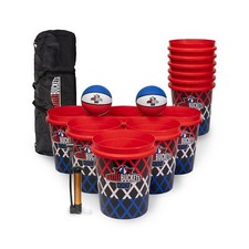Battle Buckets Giant Yard Pong X Basket Ball Game with Durable Balls and Buck...