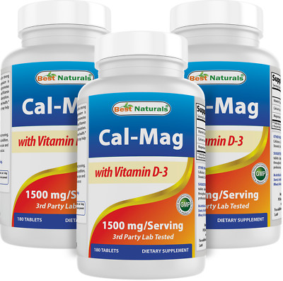 3 Pack Best Naturals Cal Mag with D3 180 Tablets