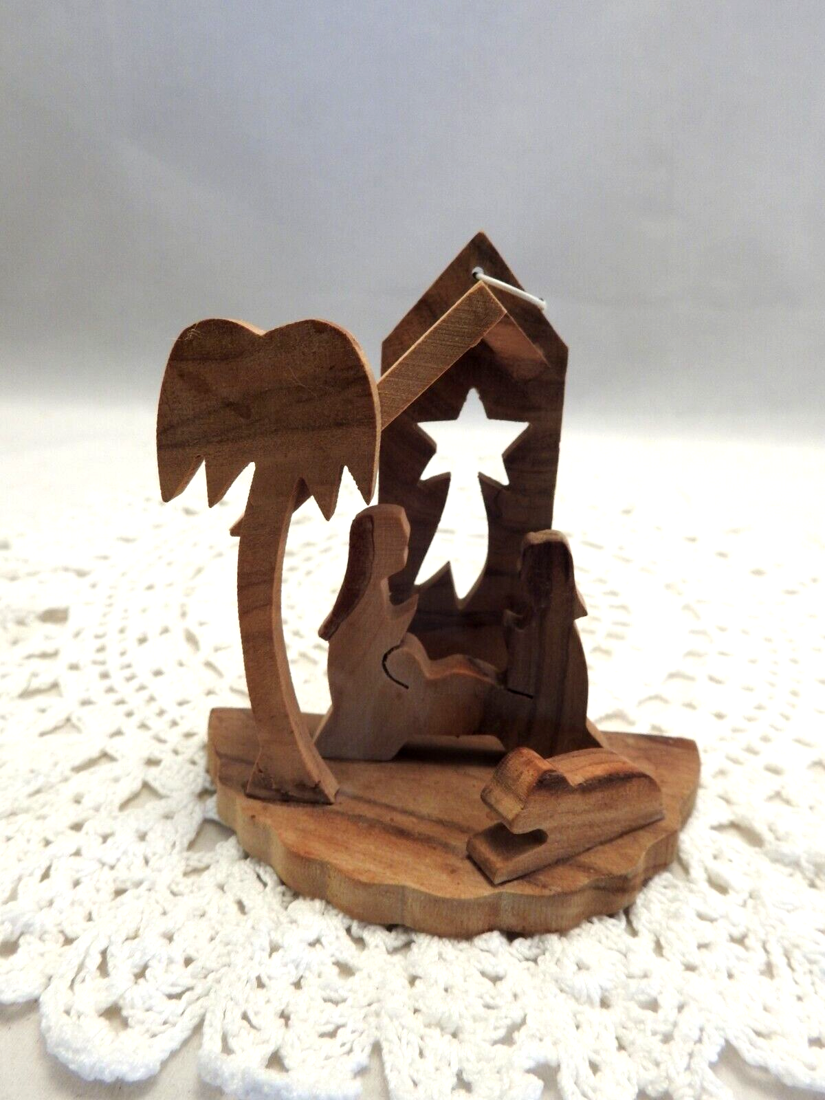 Vintage Olive Wood Ornament 2 7/8