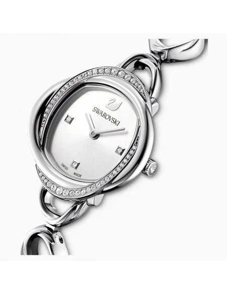 Swarovski Crystal Flower watch Swiss Made, Metal bracelet, Silver tone 5547622