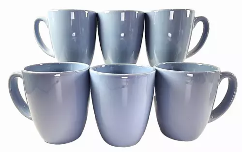 6 Corelle Corning Stoneware Light Blue Periwinkle 12oz Mugs Cups Coffee Set MCM