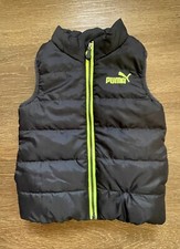Puma Navy Blue Full Zip Puffer Vest Neon Green Logo Size Youth 4T New with Tags