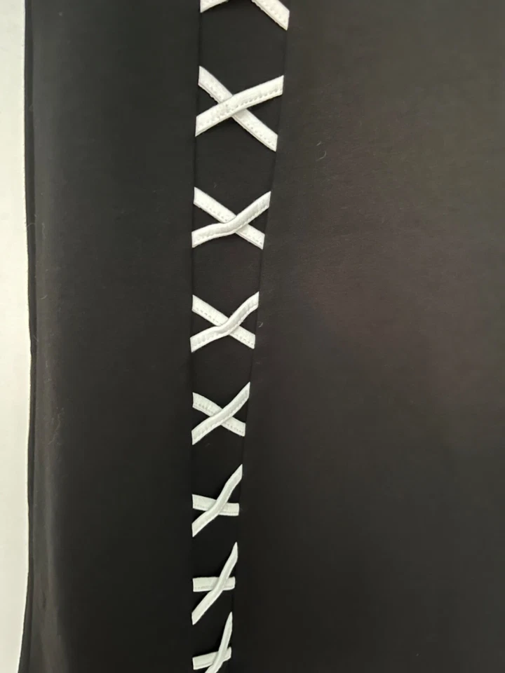 Catherine Malandrino Negro con Blanco Punto de Cruz Patrón Falda Elástica XS Foto 2 de 4