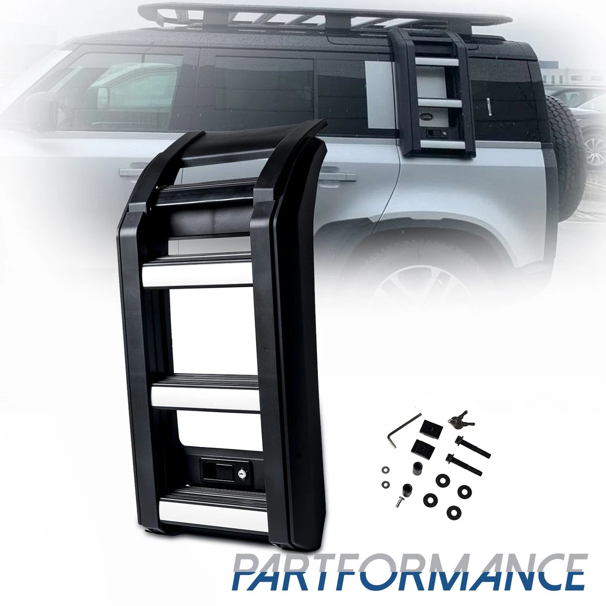 Roof rack outlet access ladder