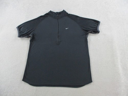 VINTAGE Nike Shirt Herren 2XL XXL schwarz halber Reißverschluss hergestellt in den USA Alpha Project 90er Jahre Stretch