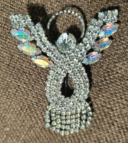 Vintage Angel Cherub Pin loaded with sparkling Rhinestones - Shimmers & Shines! - Picture 2 of 12