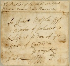 1701 ADDRESS to ROBERT WALPOLE YE HOUSE of COMMONS.. 1st Prime Minister