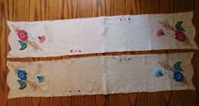 Embroidered table linen 2 hand-embroidered runners Long mats 52" x 10.5" approx