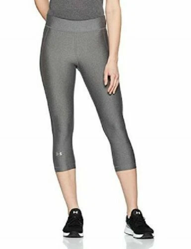 NWT Under Armour Womens HeatGear Armour Capri Leggings Gray XS 1309652 $35