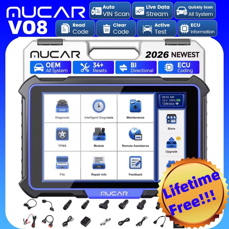 MUCAR VO8 Lifetime Free 34+ ServicesAction Test Diagnostic OBD2 Scanner