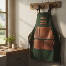 Heavy Duty Waxed Canvas  Genuine Leather Work Apron for Men  Women    Silv...