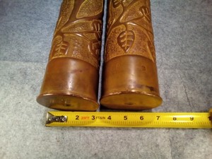 WW1  BRASS SHELL TRENCH ART VASE  PAIR ORNATE