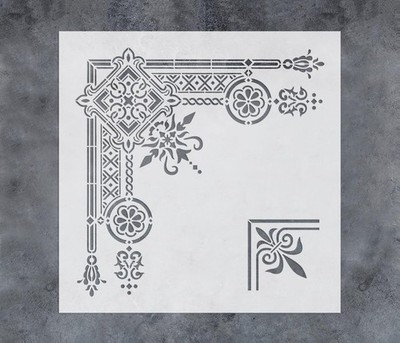 Gothic Corner Stencil Reusable Template Ornate Wall DIY Art Decor